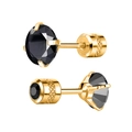 Boucles d'oreilles dorées avec zircon noir et fermoir à vis sécurisé à motif de diamant fin - 2mm (1 Pièce) / Or Zirconia Noir
