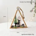 Nordic wooden triangle Christmas ornament with LED deer scene, 22cm x 19cm dimensions - Christmas Triangle Hanging Decor