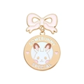 Pink bow enamel pin with a cute white bunny and Somebunny Special text on gold metal - Pink Bowknot Bunny Style (QHXZ418)
