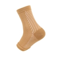 Toffee compression ankle sleeve with white striped cuff and dot pattern for sports - Striped Nude with White Dots