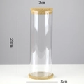 Tall 23cm cylindrical hydroponic glass vase with cork stopper and wooden base - Cylinder (8*23cm) with Bamboo Mat