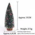 Mini albero di Natale con fiocchi e base in legno, decorazione da tavolo da 15cm - Albero di Natale Floccato da 15 CM