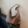 Vintage houndstooth shoulder bag with brown leather strap and mini flap pouch - Houndstooth White Mix