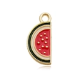 Enamel watermelon slice charm in gold-plated finish for DIY jewelry and earrings - Sliced Watermelon