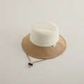 Dettaglio delle cuciture e del cordino regolabile su un cappello da sole bicolore per bambini - 2-5 Anni / Cachi