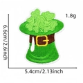 Detailed dimensions of St. Patrick's Day green hat embroidered iron-on patch - Style 27 (Shamrock Hat)