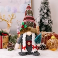 Plush Christmas gnome with red heart and braided hair holding a green pine tree - Grey Holding Tree [C Female]
