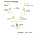 Detailed size measurement chart of a gold stainless steel multi-pendant charm necklace - Gold Green Bell Necklace (TXP287) / 41+5cm
