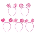 Rosa Haarreifen-Set zur Brustkrebs-Vorsorge mit Hope- und Fighter-Motiven für Partys - Rosa Schleife Thema Haarreifen (Y-00419)