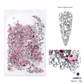 Vista macro di 1440 strass per nail art a fondo piatto misti, colori AB trasparente e rosa - 1440 Pz Strass Fondo Rosso Bianco