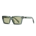 Classic square transparent green sunglasses with high-quality resin frame and metal rivets - Transparent Green Frame Green Lens