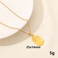 Vintage 18k gold plated stainless steel sunburst rectangle pendant necklace 25x14mm - Sun Rectangle Tag / Gold