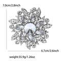 Silver flower brooch with clear rhinestones and glass crystals on a white background - Silver