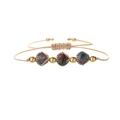 Handgefertigtes Armband aus Keramikperlen mit verstellbarer beige Kordel für Damen - Hellgrüne Muschel Perle Mit Kupferperle