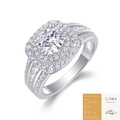 Luxurious S925 sterling silver moissanite ring with round cut stone and GRA certificate - US Size 9 / 1ct Moissanite with GRA Cert (Style R13464)