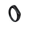 Polished 4mm black stainless steel ring with flat surface in side view perspective - US 7 / Black