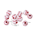 Macro view of white acrylic baseball beads showing 11.5mm size and 3.5mm hole diameter - White Baseball