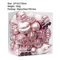 Coffret de 65 boules de Noël or rose et blanc aux textures variées en boîte PVC - Rose