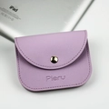 Purple faux leather envelope coin purse with gold snap button and lychee texture - Purple