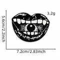 Punk style black and white embroidered eye lip patch with size and weight dimensions - Lips Patch 1#