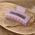 Matte lavender rectangular hollow hair claw clip for high ponytail on woven basket - 8.5cm Light Purple