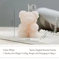 White rose bear scented candle with English Pear & Freesia fragrance for home decor - Large Bow Rose Bear / White / English Pear & Freesia
