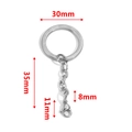 Porte-clés en acier inoxydable argenté avec fermoir mousqueton et anneau plat 30mm - Anneau Plat 30mm + Chaîne Torsadée + Fermoir Mousqueton