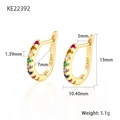 925 silver hoop earrings in gold with colorful cubic zirconia stones and measurements - 925 Silver / Gold Multicolor