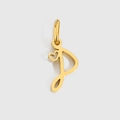 Pendentif lettre D en or poli avec un petit cœur découpé pour bijoux personnalisés - Lettre P