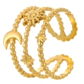 18K gold plated multi-layer ring featuring moon sun and star charms with open design - Celestial Four-Layer Style (DZ-814)