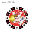 Set of 10 casino theme 23cm disposable paper plates with slot machine and poker design - 9 Inch Plates-Poker (10PCS)