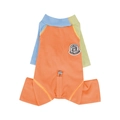 Colorful pet thermal bodysuit in orange and blue ribbed knit fabric for small dogs - S / Orange