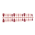 Unghie finte con fiori 3D rosa e stampa coccodrillo rossa con punte French bianche - Set da 30 Pezzi in Striscia (B1-13923)
