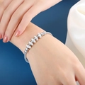 Pulsera de cadena de serpiente plateada con cuentas de cristal pavé para mujer - Estilo de Cinco Cuentas de Diamantes de Imitación (Z240) / Color acero