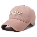 Gorra de béisbol de algodón lavado rosa palo con bordado detallado de letras en el frente - Ajustable / Rosa