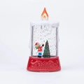 Weihnachts-Wasserlaterne mit Glitzer und Szene eines Mädchens am Weihnachtsbaum - Kinder / Rote Basis