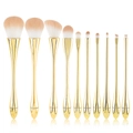 10-delige make-up borstelset met gouden handvaten en zachte tweekleurige haren - 10-Delige Slanke Taille Stijl / Goud