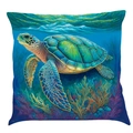 Artistic ocean series sea turtle print cotton linen square decorative pillow cover - Super Soft Velvet / 45x45cm / Pattern X