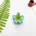 Blue-green gradient flower hair claw clip with a resin finish and yellow center - Small (approx 4cm) / Gradient Blue