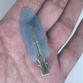 Translucent blue seamless hair clip with gold glitter and silver crocodile metal base - Transparent Lake Blue with Gold Glitter
