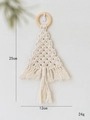 Handgefertigter Makramee-Weihnachtsbaum-Wandbehang mit Holzring, 25 cm Höhe - Weißer Weihnachtsbaum