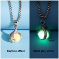 Dragon claw necklace with green luminous bead showing day and night glow effects - Necklace / Antique Silver Green Glow