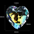Detailed view of 45mm heart crystal pendant with precise dimensions and aurora prism effect - 45mm / Rainbow AB/Iridescent