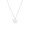 Silver tone titanium steel necklace featuring a micro-set zircon letter W pendant - Silver-W