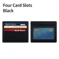 Slim black lychee leather card holder with four slots and clear ID window view - 4 Slots Window Style / Black