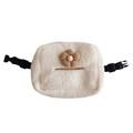 Porta fazzoletti in peluche bianco per auto con fiore marrone e fibbia regolabile - Fiore a 5 Petali Cachi