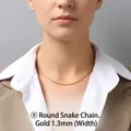 Delicate 1.3mm round snake chain necklace in 18K gold plated finish for women - Gold Round Snake Chain 40+5cm