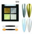 S03 Solide Chromen Nagelpoeder Palette met vier metallic spiegeleffecten en applicators - Goud/Zilver/Lichtgroen/Parelwit (S03)