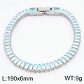 Pulsera minimalista de acero con circón rectangular aurora iridiscente de 190mm - Color Acero (KB186988-GC)