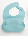 Waterproof light blue food-grade silicone baby bib with adjustable neck strap and crumb catcher - Large / Haze Blue